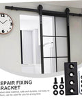 Barn Door Track Connector Joining Plate Black Metal Carbon Finish For Sliding Door Installation 1 Set shown installed with hardware.
