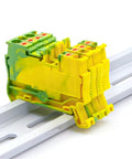 10 Pack Grounding Terminal Block 2.5mm2 DIN Rail With Compact Spring Clamp For Easy Install Rock Solid Wiring And Safe Grounding Across Projects For Control Panels And Industrial Setups.