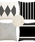 Outdoor Pillow Covers 20x20 Waterproof Sunbrella Fabric Black And Beige Boho Style Set Of 4 For Patio Furniture No Inserts Included