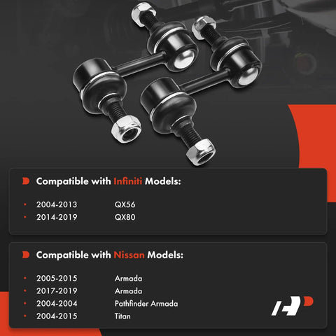 Front Sway Bar End Links 2 Piece Set For Nissan Pathfinder Armada Titan Infiniti QX80 QX56 Stabilizer Links Left And Right Fits 2004-2019