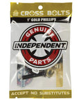 1 Inch Phillips Skateboard Hardware Pack In Black And Gold For Independent Trucks Pro-Grade Independent Hardware Kit