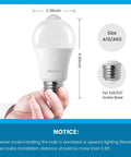 Motion Sensor LED Bulbs Dusk To Dawn 13W 100W Equivalent Auto On Security Lighting For Indoor Outdoor 5000K Cool White, 12Ft 18Ft Range, Stays On 30 Seconds, Two Pack, A19/A60 E26/E27 base
