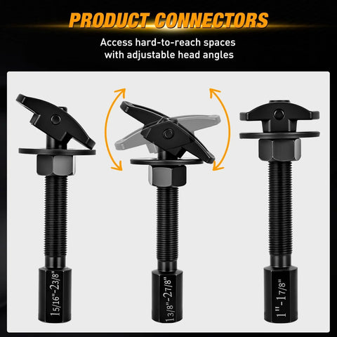 GOOACC 3-piece rear axle bearing puller set with black adjustable heads and threaded shafts