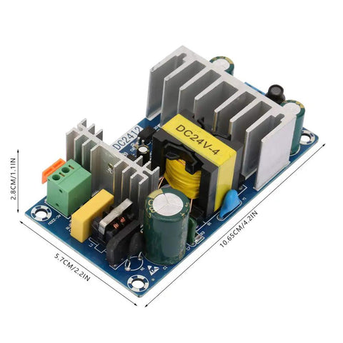 Beefy 100W Switching Power Supply Module For Industrial Use With High Efficiency And Wide AC Input 85-245V, Compact 4.2 X 2 X 1.1 Inch DC Output Converter, Rugged Industrial Grade Power Supply For Machinery And Automation., 24V DC module with heatsinks, 4.2 x 2 x 1.1 in