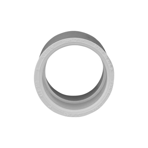 Top view of 1-Inch PVC Schedule 40 Socket To Socket Coupling Fitting Pressure Rated Heavy-Duty Durable Easy Install High Tensile Strength