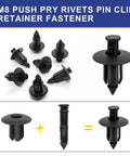 Universal Plastic Rivet Kit 120Pc For ATV UTV Motorcycle M6 M7 M8 Retainer Fasteners Replacement, M8 push rivets displayed