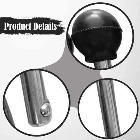 Close-up of two pack stainless steel weight stack pins for gym machines, 11.5 cm long, heavy duty quick release selector pins.