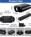 Lit Starry Sky Fiber Optic Lights Kit 16W For Car And Home Decor size guide showing dimensions and features of components, 0.03in cable diameter