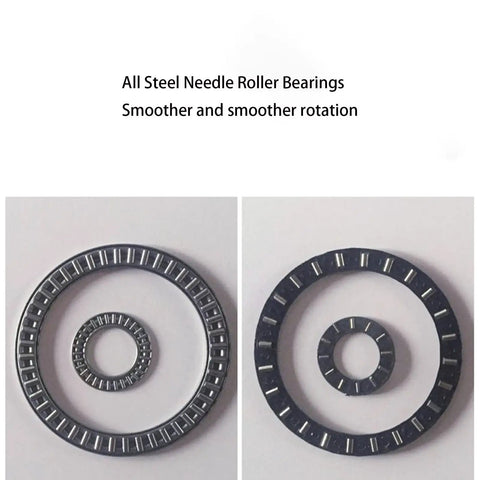 All steel needle roller bearings for smoother rotation on large glass lazy Susan turntable for dining tables.