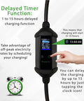 Level 2 EV Charger 240V 32A and 40A For Home Use with delayed timer function and display, 15-hour scheduling, NEMA 14-50 plug.
