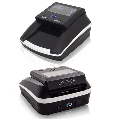 Portable Counterfeit Money Detector With UV IR MG Scan Auto 4 Way Bill Check And Value Counting For USD And EUR close-up
