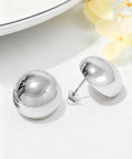 Half Ball Dome Stud Earrings For Women Silver Plated Button Jewelry Minimalist Chic Everyday Wear Turn Heads With Simple, Eye-Catching Style That Elevates Any Look. silver-plated 16 mm half-ball studs on white background