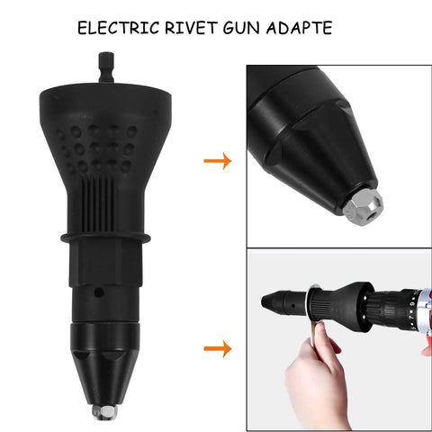 Super Cool Cordless Riveting Tool Kit With Electric Drill Adapter For Labor Saving Work Featuring Long Lasting Performance And Durable Plastic Build Perfect For Auto Manufacturing Jobs And Heavy Duty DIY Projects black plastic drill adapter