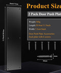 Tough As Nails 2 Pack Stainless Steel Door Push Plates 11.5 By 3 Inch Slick Black Kick Shield with mounting hardware and screws.