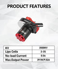 SCX24 Brushless Motor And ESC Combo With Hobbywing QUICRUN Outer1621SL displayed with product specs table.