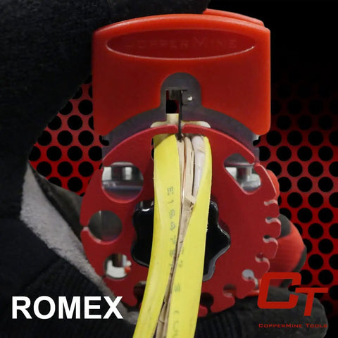 Close-up of Handheld Wire Stripping Tool Kit Compact Portable Manual Wire Stripper With 10 Extra Blades in use on wire