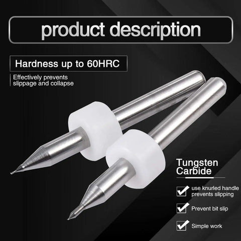 Close-up of 7 Pcs Mini PCB Drill Bit Set 0.2mm to 0.5mm high speed steel spiral flute micro drill bits with tungsten carbide tips
