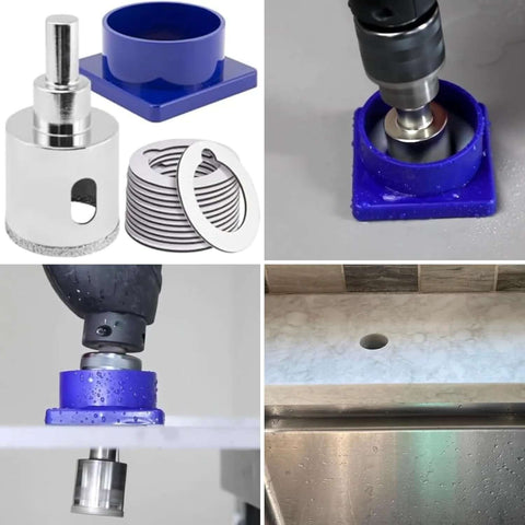 Drilax 1-3-8-in diamond hole saw kit with water delivery and guide for granite and quartz countertops