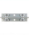 Sliding Door Hardware 100x30x29mm Heavy Duty Steel Trolley Assembly, front view, showing rollers and steel construction.