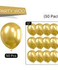 Top Tier 12 Inch Gold Latex Helium Balloons 50 Pack Slay Party Decorations displayed with single balloon and group layout.
