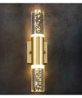 UHRLGHS Modern Bubble Crystal LED Wall Lamps Bathroom Dresser Living Room Bedroom d/Silver Wall Sconces Indoor Decor Lighting Lustres,Gold-Warm White mounted on dark wall.