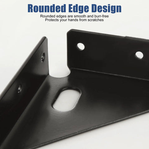 Heavy Duty Corner Brackets 24 Pack With 144 Screws, Metal Gusset Joints showing rounded edge design for safe installation.