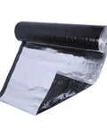 Heavy Duty Self Adhesive Roofing Felt Waterproof Underlayment Roll With Strong Flashing Tape For Fixing Shingle Cracks Gutter Leaks And Balcony Patches No Sweat Installation Rock Solid 1Point6X3Point3Ft rolled out showing shiny silver surface and black backing.