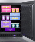 Top Tier Under Counter Upright Freezer With Zero Hassle Frost Free Cool Slick Stainless Steel Build Effortlessly Works In 24 Inch Spaces Looking Fresh And Modern, stocked with gelato and sorbet.