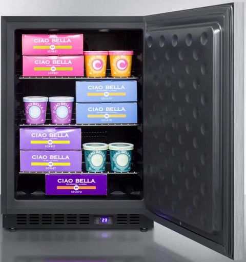 Top Tier Under Counter Upright Freezer With Zero Hassle Frost Free Cool Slick Stainless Steel Build Effortlessly Works In 24 Inch Spaces Looking Fresh And Modern, stocked with gelato and sorbet.