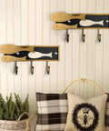 Top Notch Wall Mounted Coat Rack Heavy Duty Metal Wall Hooks Organizer Durable Entryway Storage For Clothes Hats Robes And Towels Slick Finish Built Tough For Daily Grind with fish-shaped arms