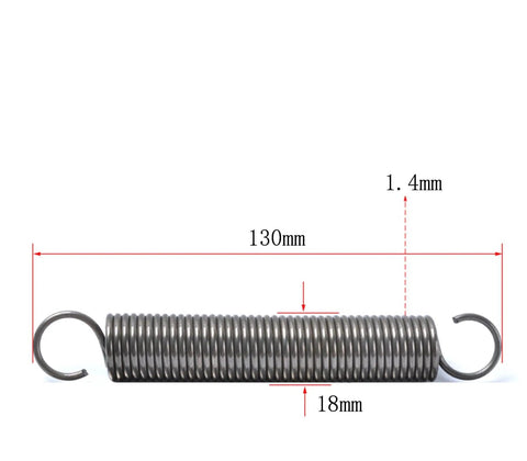 Top Tier Five Pack Dual Hook Extension Springs Solid Stainless Steel Tension Coils A Badass Choice For Rigged Up Garage Builds And Super Smooth Daily Repairs, measuring 130mm in length and 1.4mm in wire diameter.