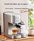 Top Shelf 20 Bar Espresso Machine With Built In Milk Frother And Three Speed Temperature Control makes creamy lattes on kitchen countertop.