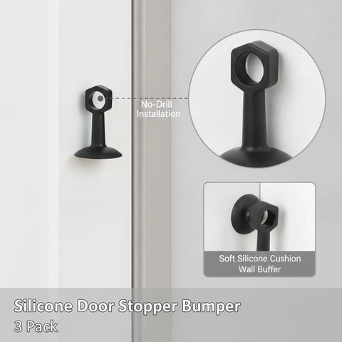 Easy Install No Drill Silicone Door Stopper Bumpers With Soft Cushions, Fits Standard Interior Doors, Wall Buffer That Prevents Dents