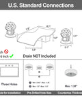 Diagram of Widespread Bathroom Sink Faucet With Crystal Knob For 3 Hole Waterfall Vanity Faucet 8 Inch Deck Mount Basin Mixer Tap
