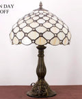 Cream Amber Stained Glass Bead Lampshade 12x6 Inch Replacement for Table Lamps Pendant Lights and Ceiling Fixtures, Tiffany Style Glass Shade With Cap, Shade Only