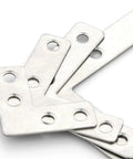 Heavy Duty Stainless Steel Corner Brackets 10 Pack L And T Shape Flat Bed Frame Repair Fasteners For Furniture Cabinet Shelf Mounting Indoors Outdoors Deadset Tough Making Repairs No Sweat For Your Next Project showing multiple brackets.