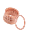 Tough As Nails Copper Flat Washers Metric M18 X 22Mm X 1.5Mm Sealing Rings stacked and individual heavy duty spacers for plumbing.