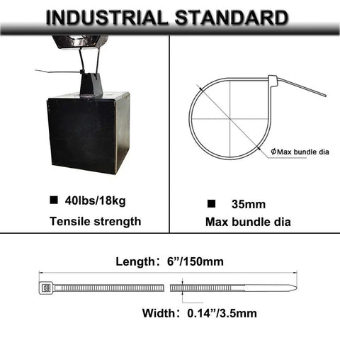 Self Adhesive Wire Clips And Cable Zip Tie Mounts Three Quarter Inch With Six Inch Zip Ties Black Outdoor UV Protected 100 Pieces Sticky Wire Fasteners For Cable Management And Mounting Square Holder Anchor Base Small