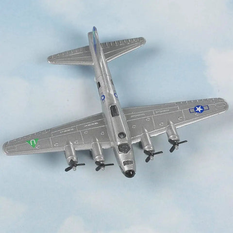 Dope B-17 Flying Fortress Jet Silver With Connectible Runway For Collectors Build Your Own Airstrip Model Top View