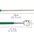 4 Pack Telescoping Bear Claw Back Scratcher Extendable Metal Back Scratcher With Rubber Handle, shown at 8.4 and 22.8 inches