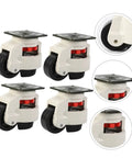 Beefy Heavy Duty Swivel Locking Workbench Casters With 60F Leveling Plates, 4 Pack, black nylon and steel casters with red lock detail