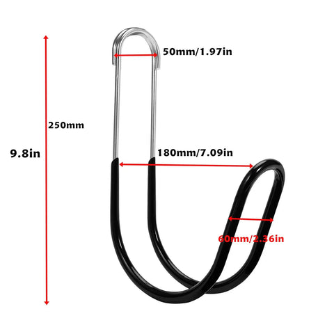 Wall Mounted Garden Hose Holder 304 Stainless Steel Rust Proof Heavy Duty Hose Hanger with dimensions labeled.