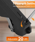 Close-up view of Overhead Cabinet Lid Support Hinges With Soft Close Adjustable Seven Level Strength 110 Degree Opening 20 Lbs Lift Support Zinc Alloy With Reinforced ABS Smooth Upward Motion For Kitchen Cabinets.