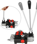 Dual Spool Hydraulic Flow Control Valve For Small Tractors And Loaders, 21 GPM At 3600 PSI, G Ports, Adjustable Relief, Lever Handle
