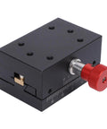 40mm Travel Dovetail Slide With Gear Rack And Pinion Manual Fine Adjustment Slim Aluminum Alloy Built For Tight Spaces Precision Slide For Small Machinery And Everyday Use, red knob view