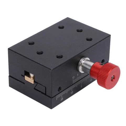 40mm Travel Dovetail Slide With Gear Rack And Pinion Manual Fine Adjustment Slim Aluminum Alloy Built For Tight Spaces Precision Slide For Small Machinery And Everyday Use, red knob view
