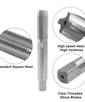 Close-up of 2 Pack M16 x 1.5 High Speed Steel Tap with square head and sharp threads for precision threading