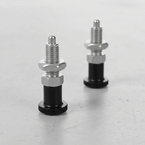 Heavy Duty Stainless Steel Spring Loaded Indexing Plungers With Comfort Grip Knobs Non Locking Retractable Pins For Machinery Jigs M6 Thread 4mm Shaft 2 Pack showing smooth glide action.