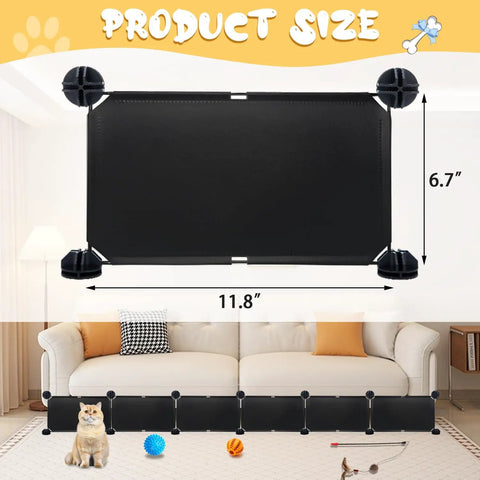 21 Piece Under Bed Blocker For Pets And Toys Total Storage Space Saver Flexible Pet Guard Barrier in black, size 11.8" x 6.7".