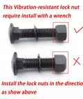 Two Pack M12 Spare Tire Wheel Mounting Bolts Nuts And Washers Kit For Utility Cargo Trailers With Vibration Resistant Lock Nuts Heavy Duty Iron Steel Wrench Install Reliable Spare Tire Mount Hardware shown with installation guidance.